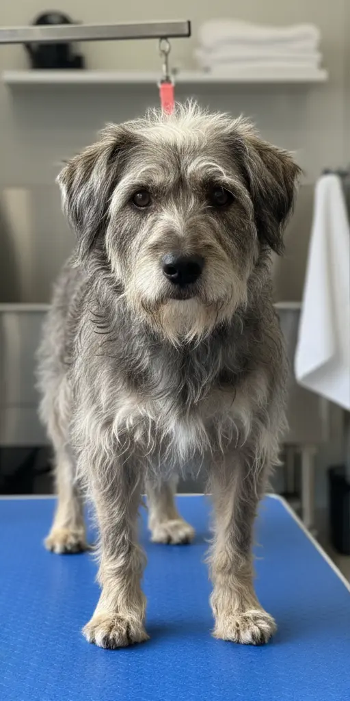 Помесь до и после груминга — до