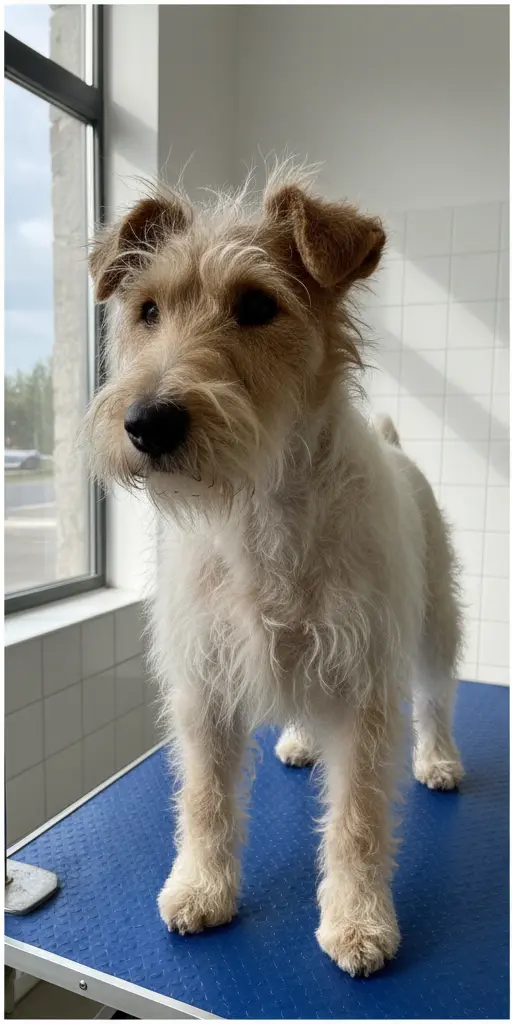 Фокстерьер до и после тримминга — до