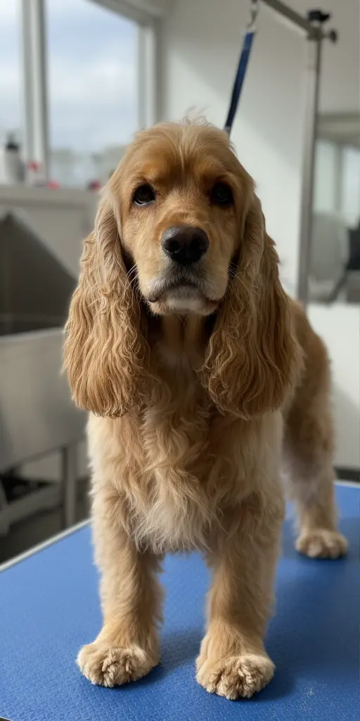 Кокер-спаниель до и после груминга — до