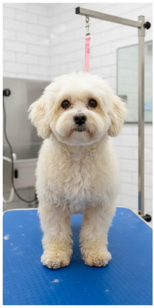 Болонка до и после груминга — до