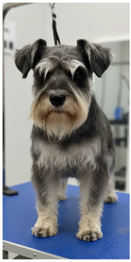 Цвергшнауцер до и после груминга — до