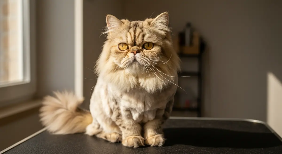 Персидский кот после гигиенической стрижки