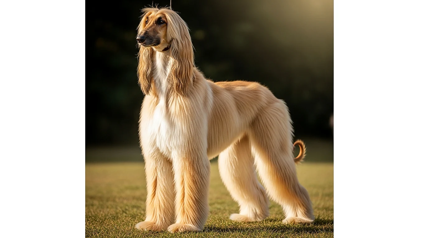 Афганская борзая с длинной шелковистой шерстью на ушах