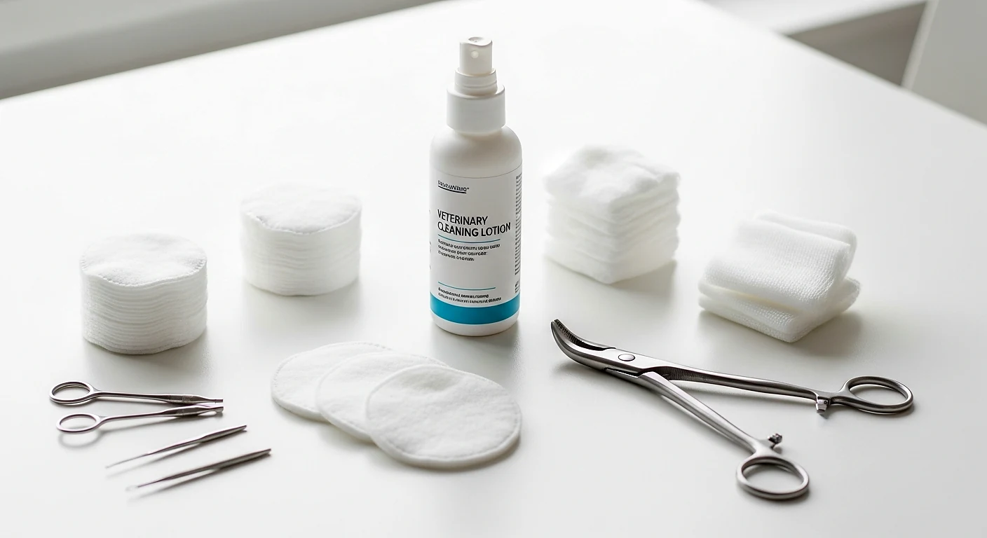 Инструменты и лосьон для чистки ушей собаки