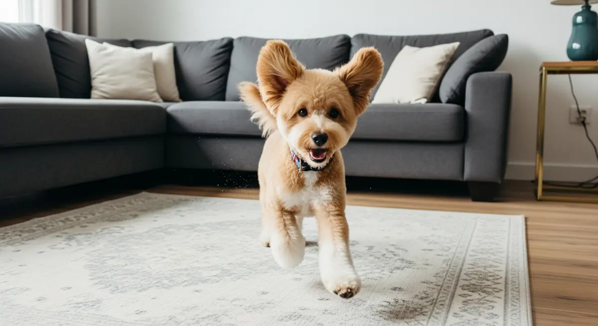 Собака носится по дому после стрижки у грумера