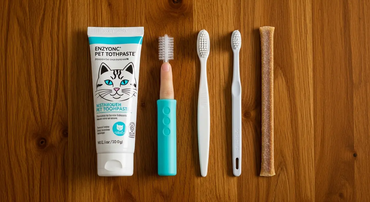 Набор для чистки зубов кошки: паста, щётки, лакомства