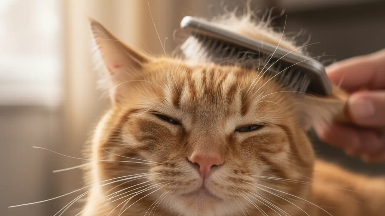Кот выбирает расческу для груминга