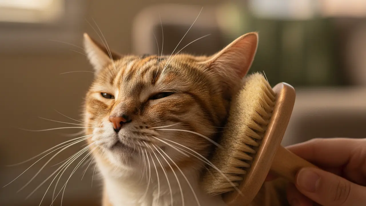 Аккуратное вычесывание кота