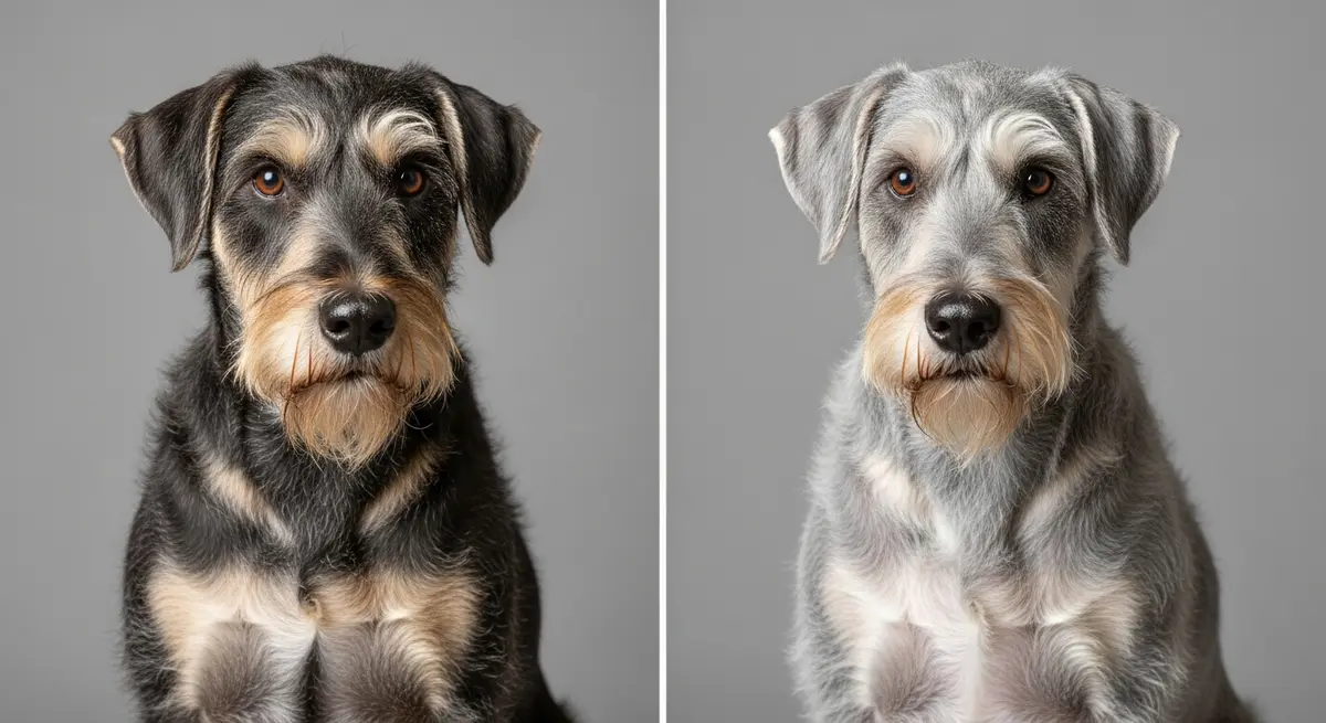 Сравнение шерсти жесткошёрстной собаки после стрижки машинкой и после роллинга